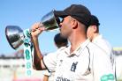 Jonathan Trott celebrates Warwickshire's Division Two title triumph (Simon Cooper/PA)